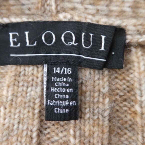 Eloquii Long Ribbed Sweater Duster Cardigan Knit Camel Beige Below Knee 14 16 - Picture 6 of 7